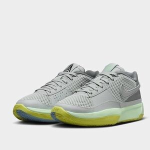 Nike Light Gray Mesh Sneakers with Lime Accent Sole